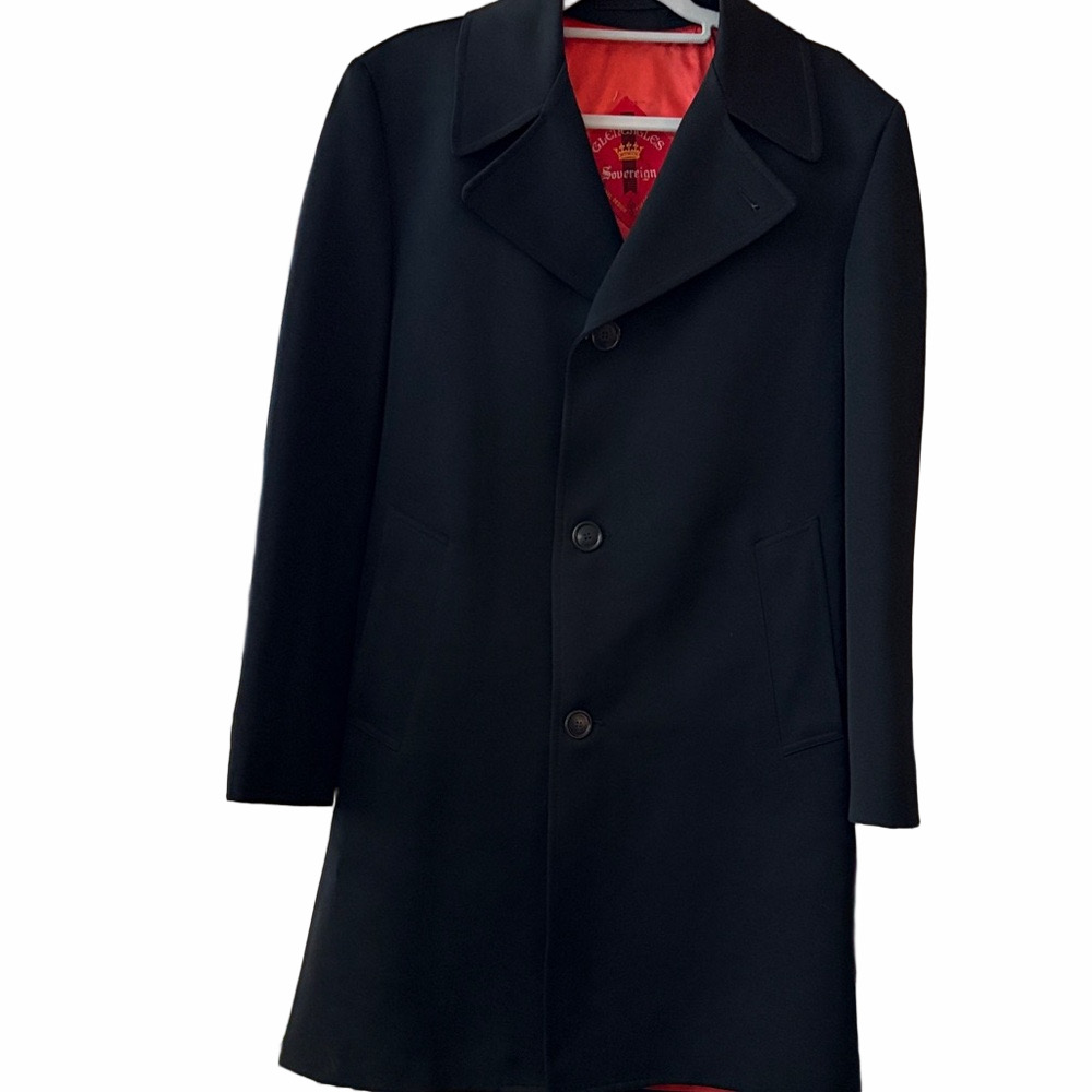 Mens Gleneagles vintage black single breasted overcoat 40 R - Picture 2 of 10